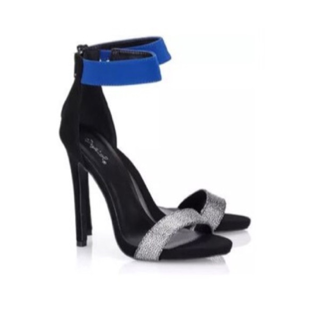 NEW T-strap blue multi heels